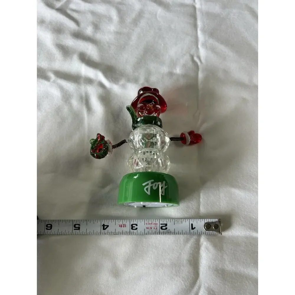 Snowman Ornament Coil Metal Movable Arms Legs - Acrylic - lights - not tested